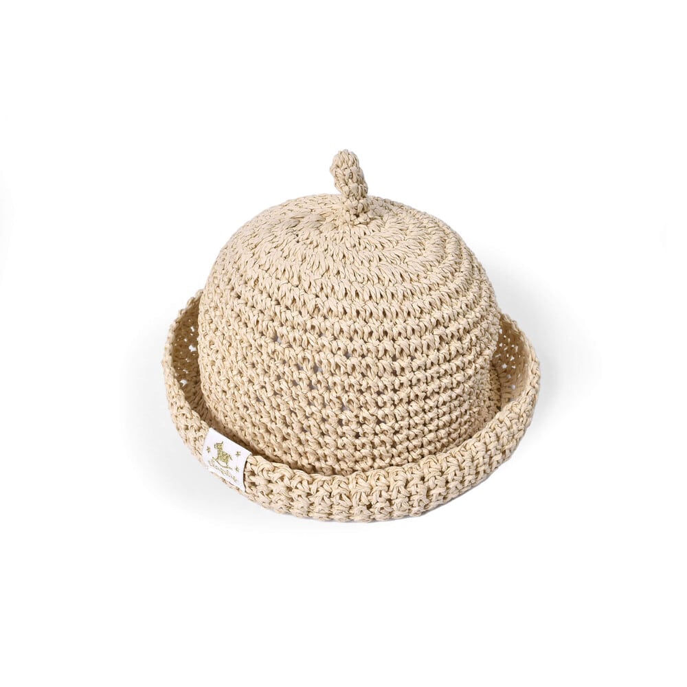 麦わら とんがり帽 ベビー (46~48cm)(46cm オフホワイト): 新生児