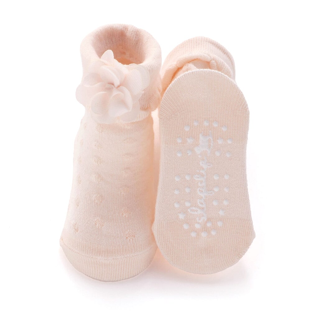 立体花モチーフソックスベビー(9~12cm) ホワイト ワンサイズ