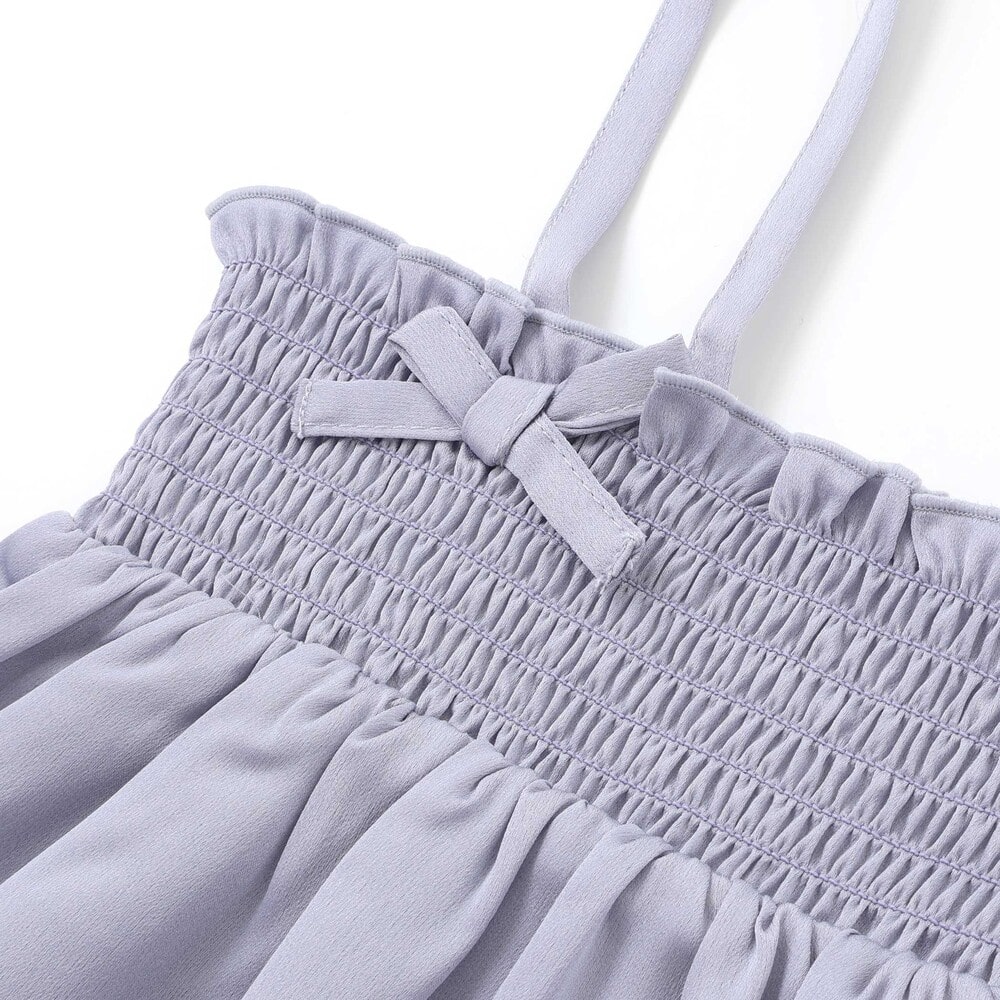 ラメジョーゼットシャーリングキャミ+リブボーダー長袖Tシャツセット(90~160cm) ホワイト 90cm