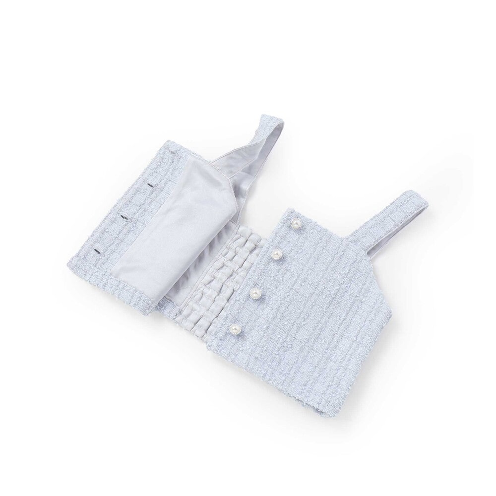 ラメツイードビスチェ+フリル襟テレコ長袖Tシャツ セット(100~160cm) ブルー 100cm