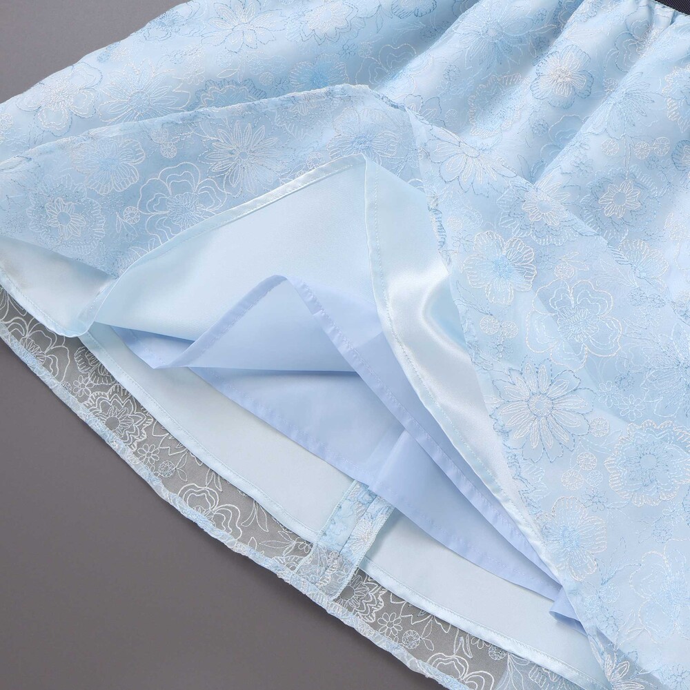 【日本製】オーガンジーフラワー刺しゅうドレス(110~130cm) ベージュ系 110cm