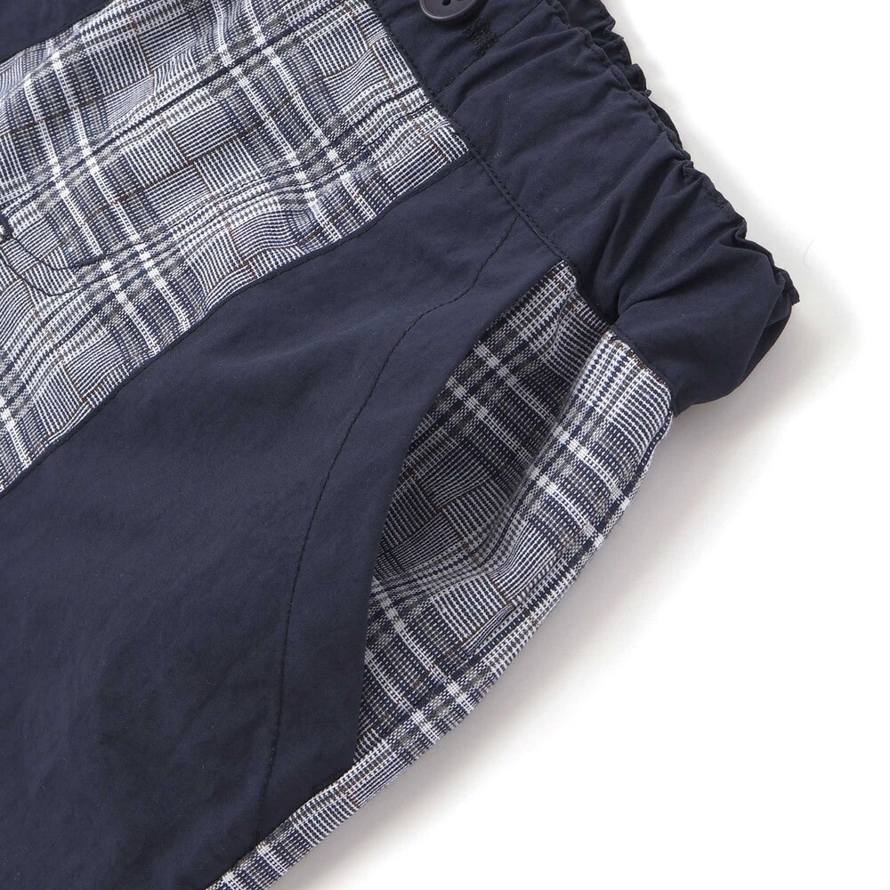 【限定商品】無地×チェックトップス+ショートパンツセットアップ(95~150cm) ブラック系 95cm