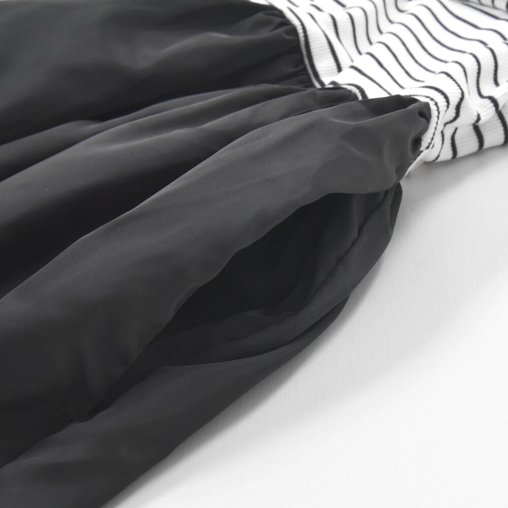 【 ニコ☆プチ 掲載 】ふんわりバルーン切り替えワンピース(130~160cm) ブラック系 130cm