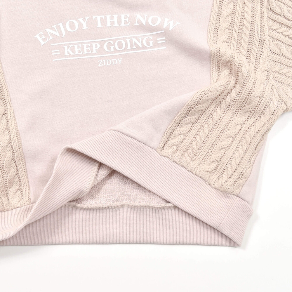 ニット切り替えプルオーバー+ショートパンツセットアップ(130~160cm) ベージュ 140cm