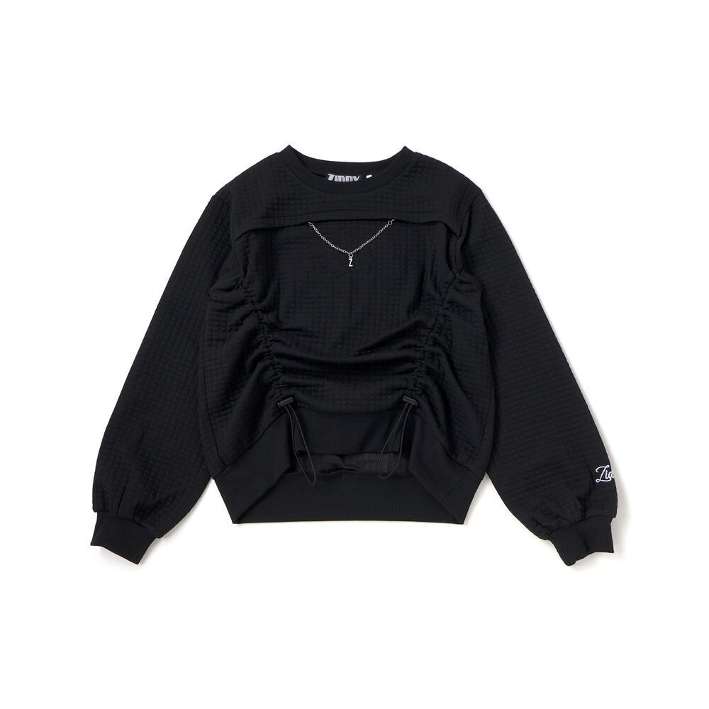 膨れジャガードトドロストトップス(130~160cm) ブラック 130cm