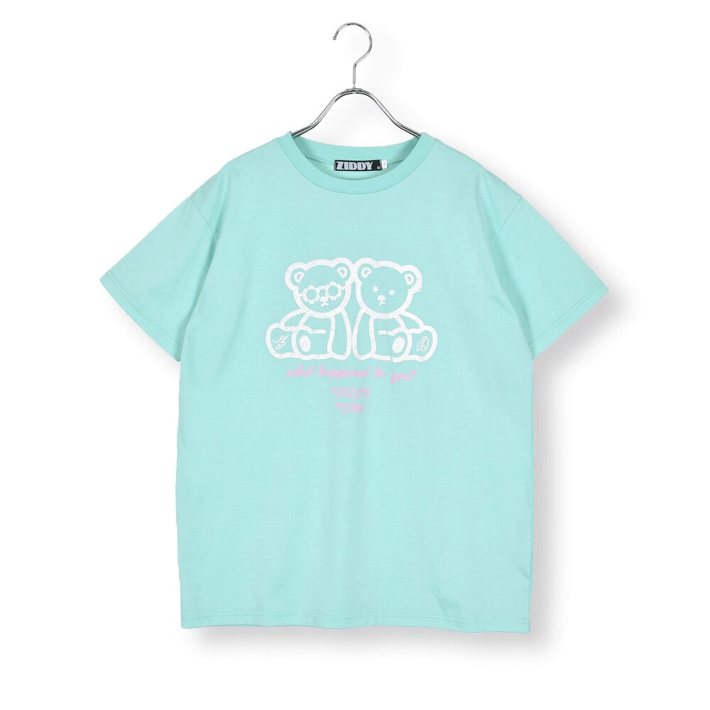 ラメクマプリントTシャツ(130~160cm)(140cm ブラック): トップス