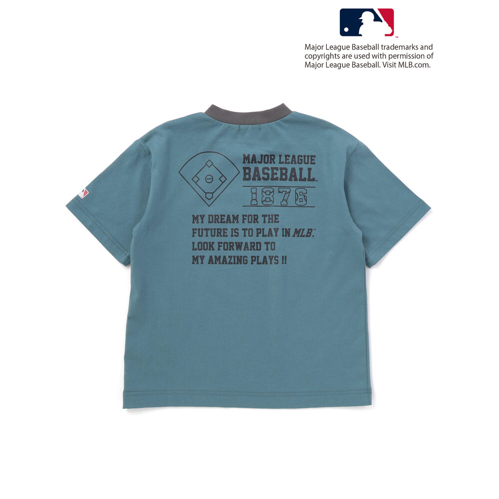 【MLB】 モチーフ VネックTシャツ(100~160cm) グレー 100cm
