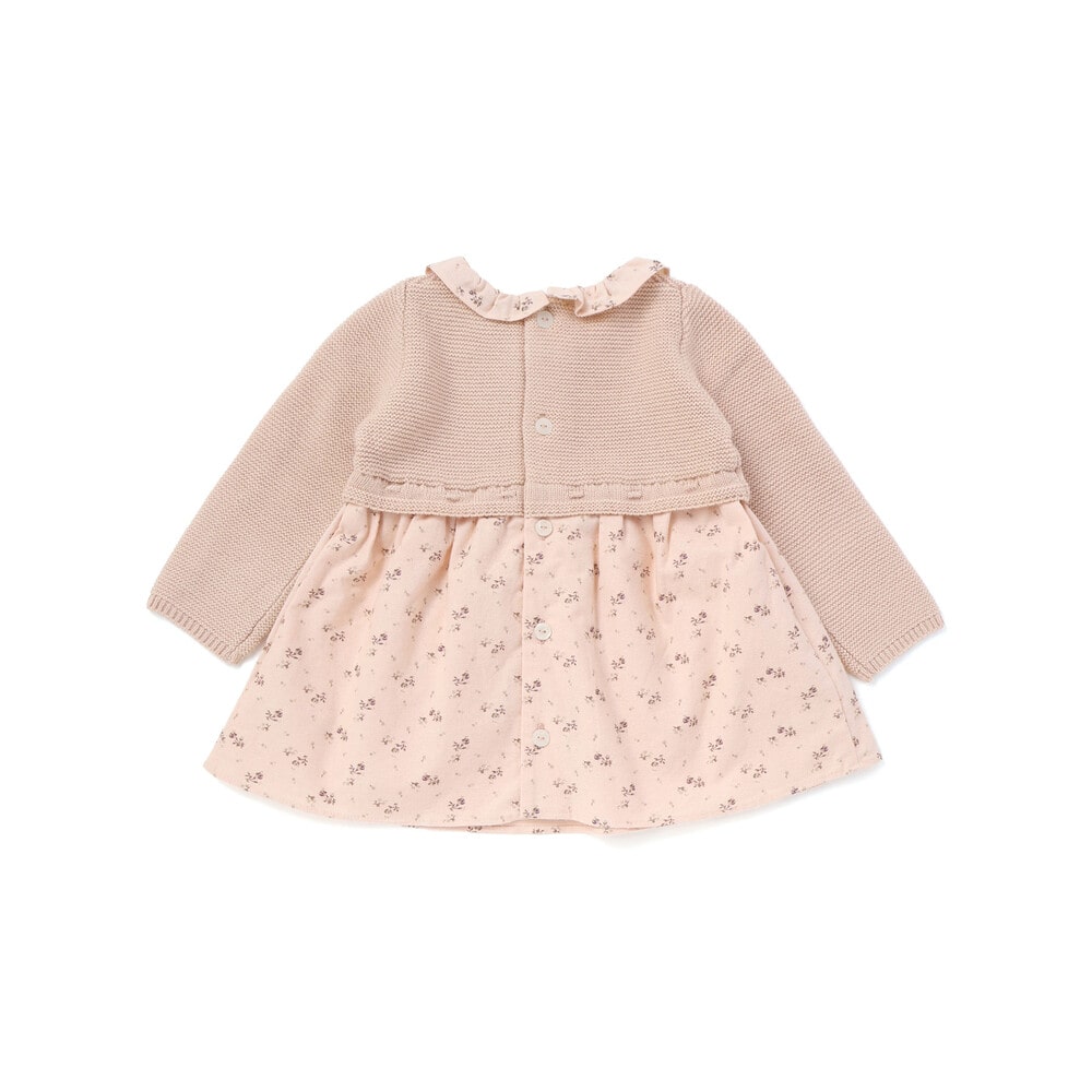 ニット×フラワープリント ワンピース&ブルマセットベビー(70~90cm) ピンク系 S