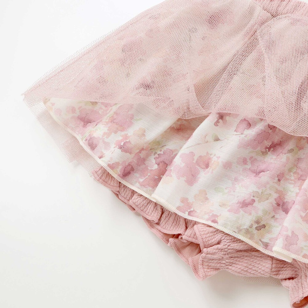 【お揃い】チュールフラワースカートブルマ(60~90cm) ベージュ系 ワンサイズ