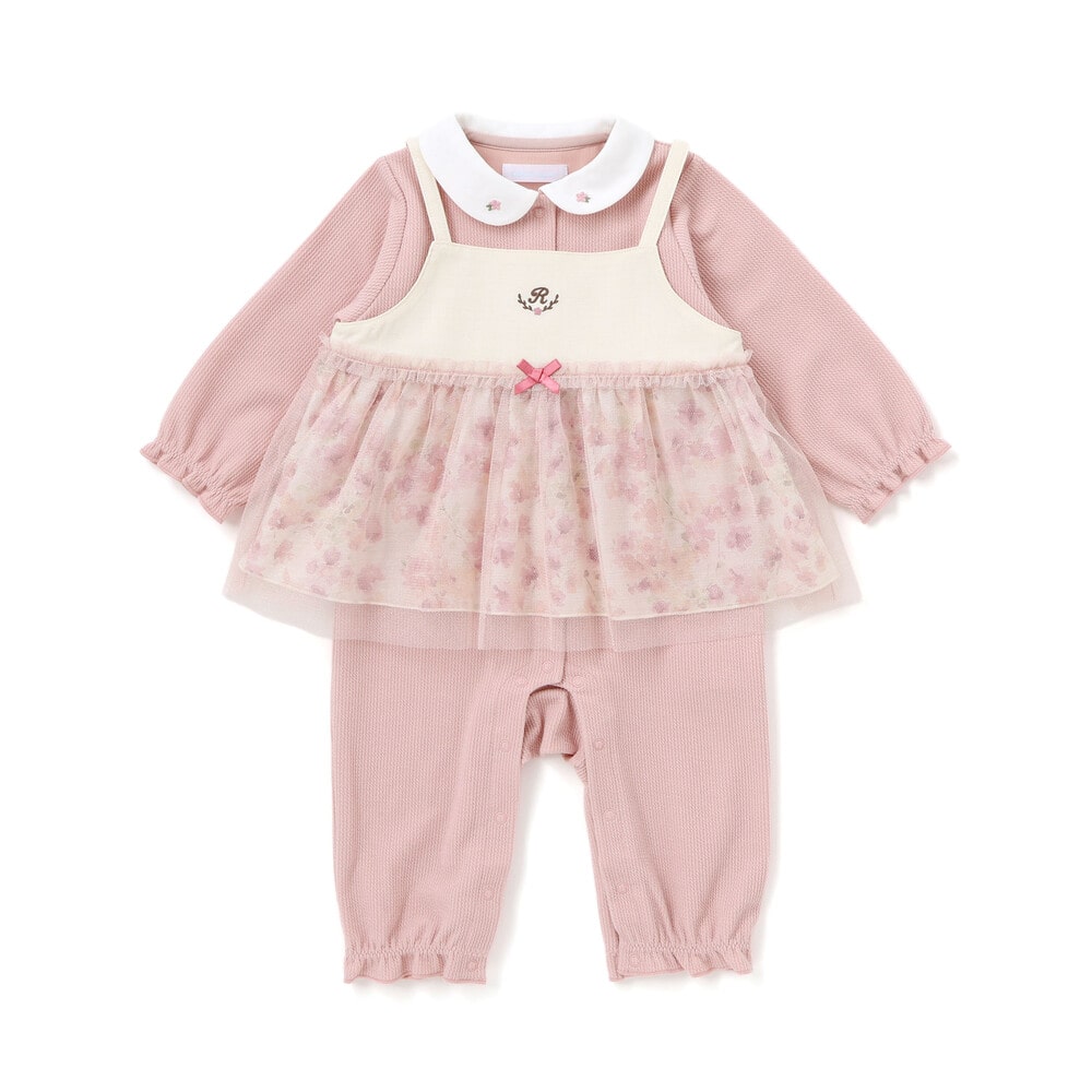 【お揃い】チュニック付きテレコフェイスカバーオール(70~80cm) ベージュ系 70cm