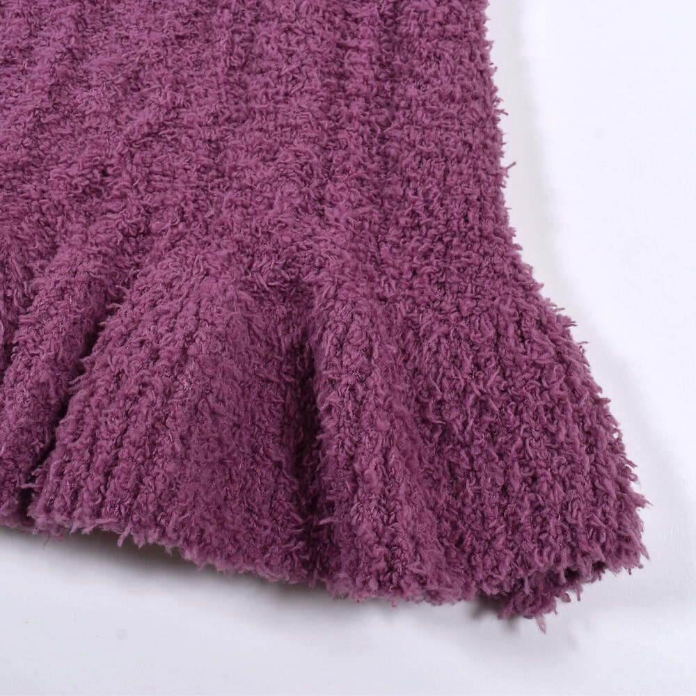 ケーブル編み ブークレ ニット ワンピース (SS~M) オフホワイト SS(75~95cm)