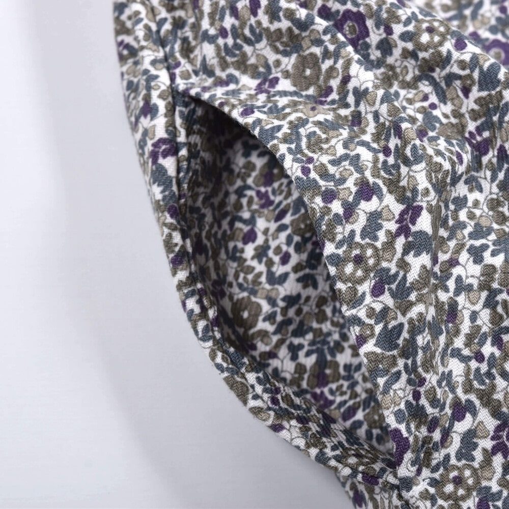 【 お揃い 】 花柄 プリント スモッキング 刺繍 ドッキング Wフェイス ワンピース (80~130cm) グリーン系 110cm