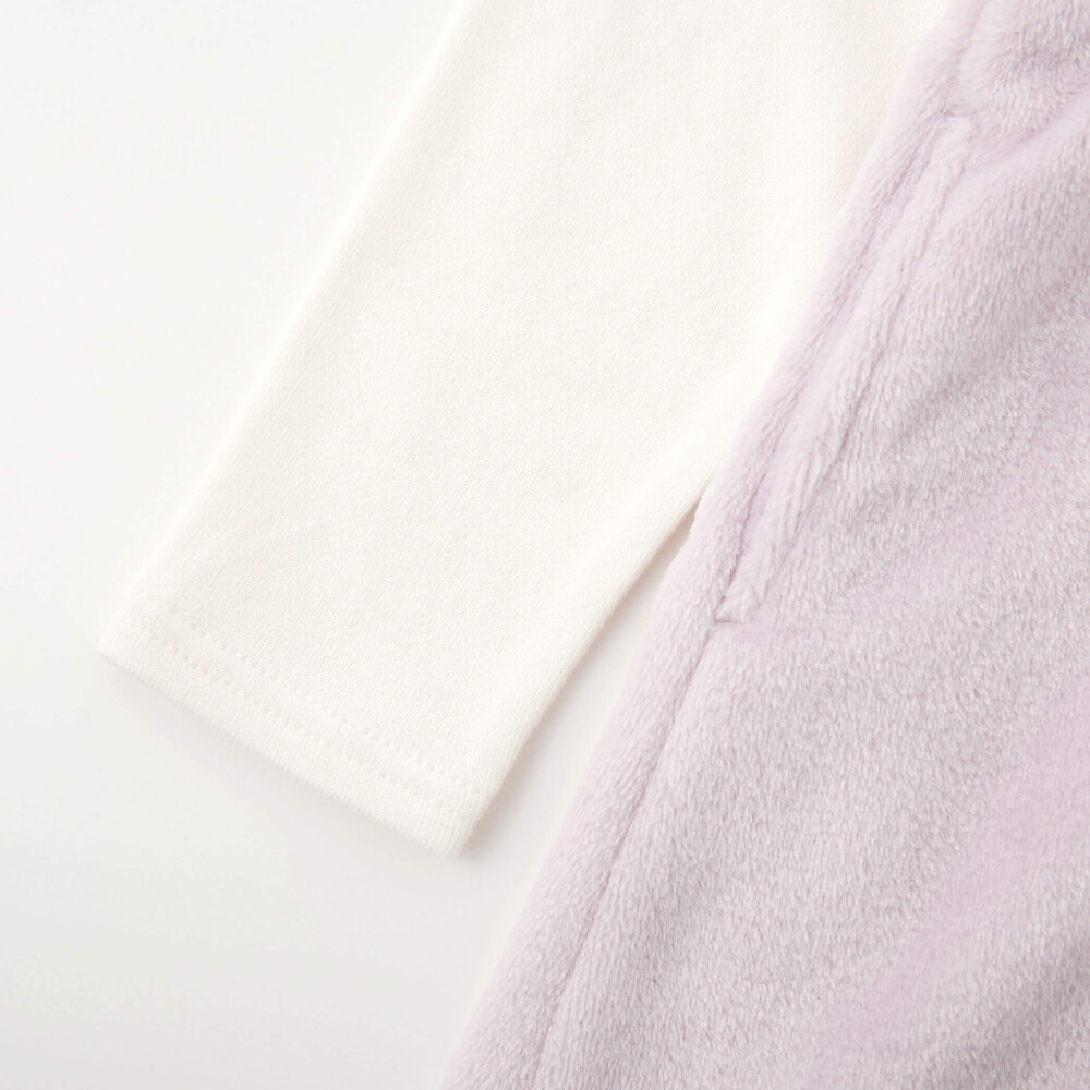 アニマルウサギクマネコモコモコボアドッキング肩フリルワンピース(80~130cm) ベージュ(クマ) 80cm