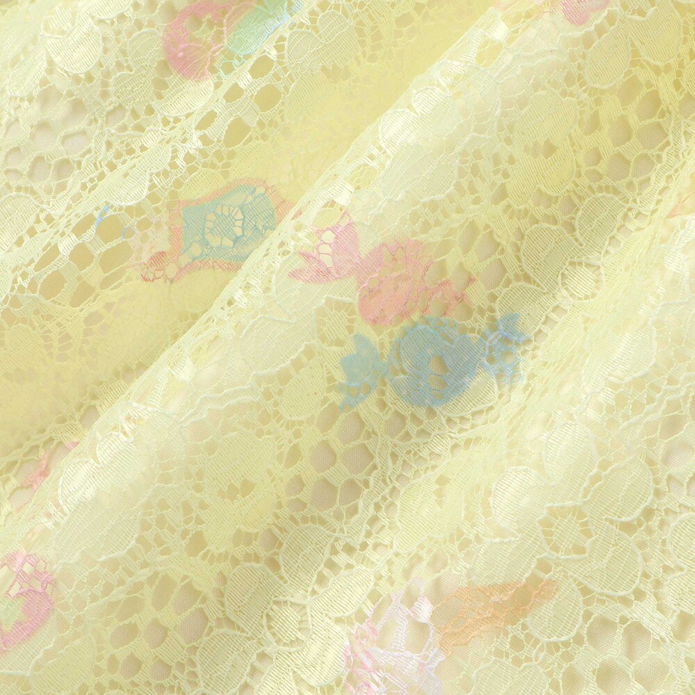 【お揃い】花柄レースアイス総柄肩明きワンピース(90~130cm) ブルー系 90cm