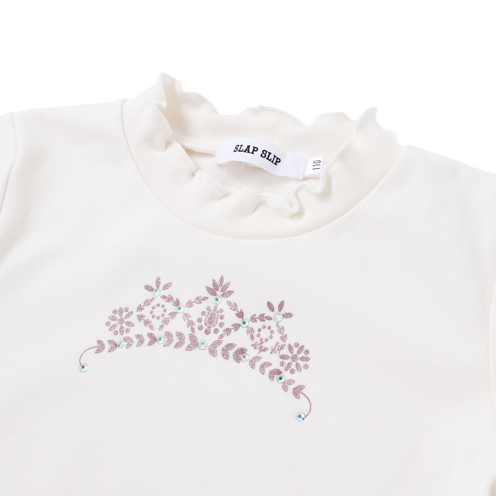 キラキラモチーフ長袖Tシャツ+ファーキャミワンピセット(90~130cm) 薄ブルー×オフホワイト 90cm