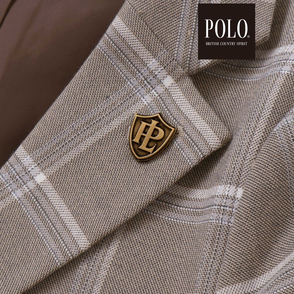 【POLO BCS(ポロ・ビーシーエス)×SLAP SLIPコラボ】無地チェックスーツ+シャツ3点セット(110~130cm) ネイビー 110cm