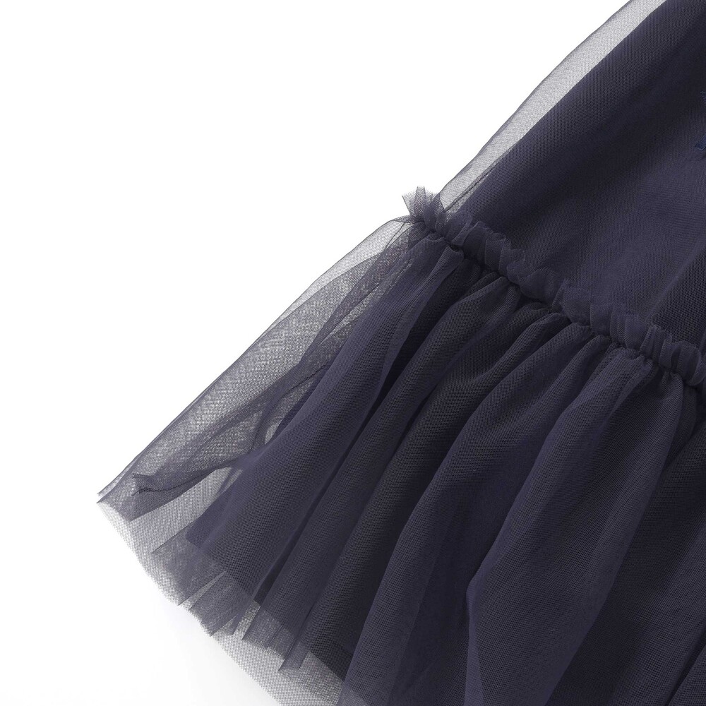 ハート音符刺しゅうオーガンジービッグカラーワンピース(80~130cm) ネイビー 80cm