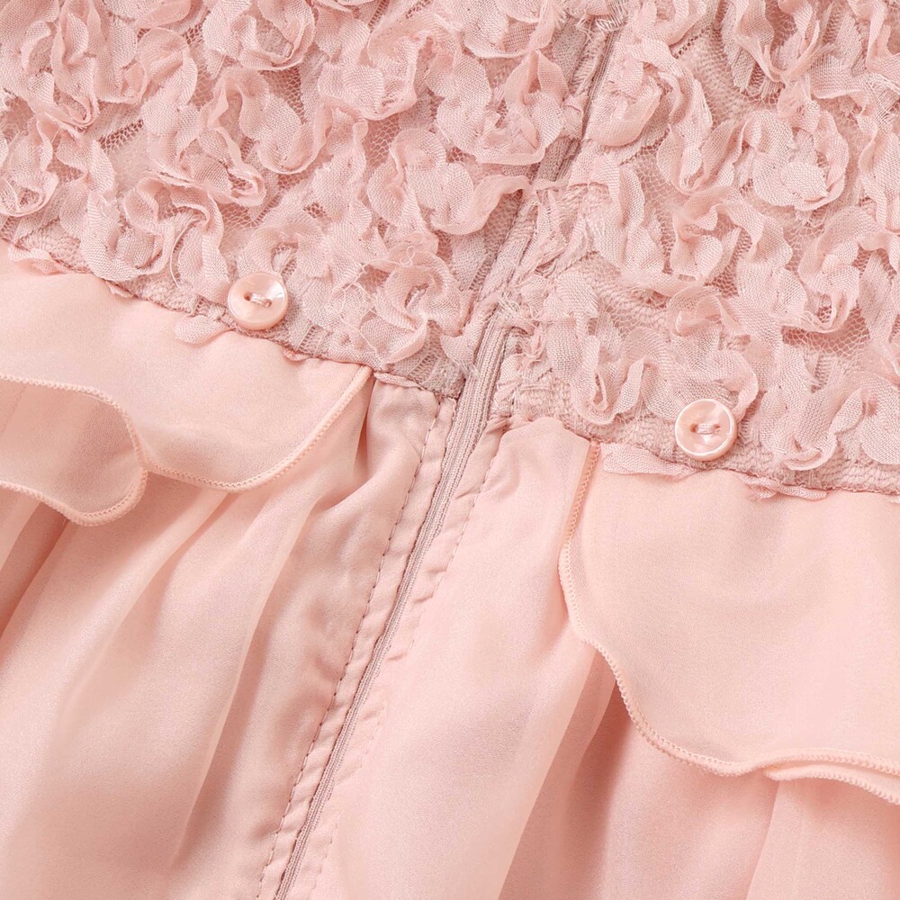 ふわふわオーガンジーフリルリボンペプラムドレス風ジャンパースカート(90~130cm) ピンク 90cm