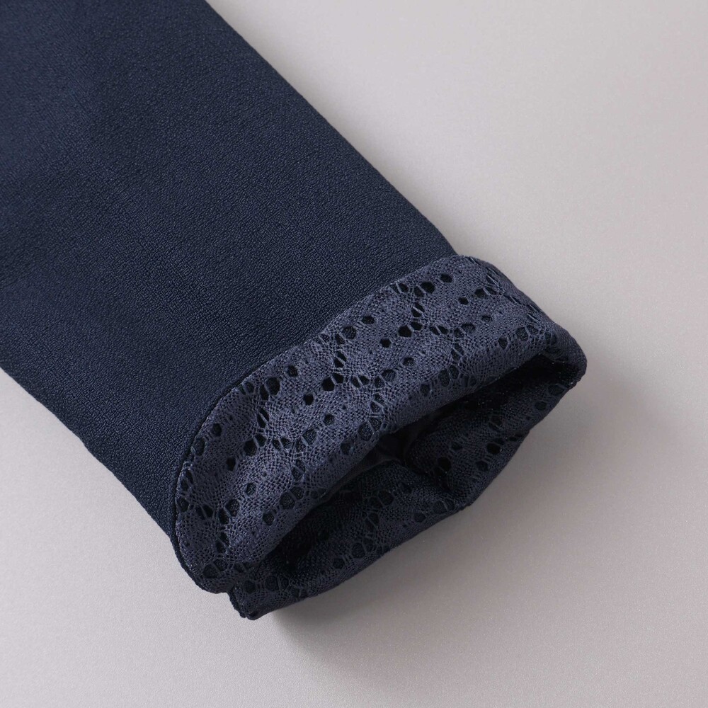 袖折り返しレース刺しゅう裾スカラップボレロ(110~130cm) ネイビー 110cm