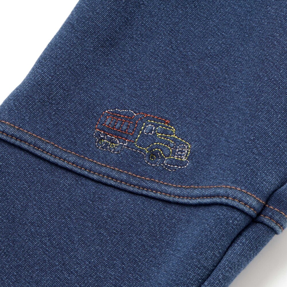 グングンのぼるよはたらくくるま刺しゅうロングパンツ(80~130cm) ブルー 80cm