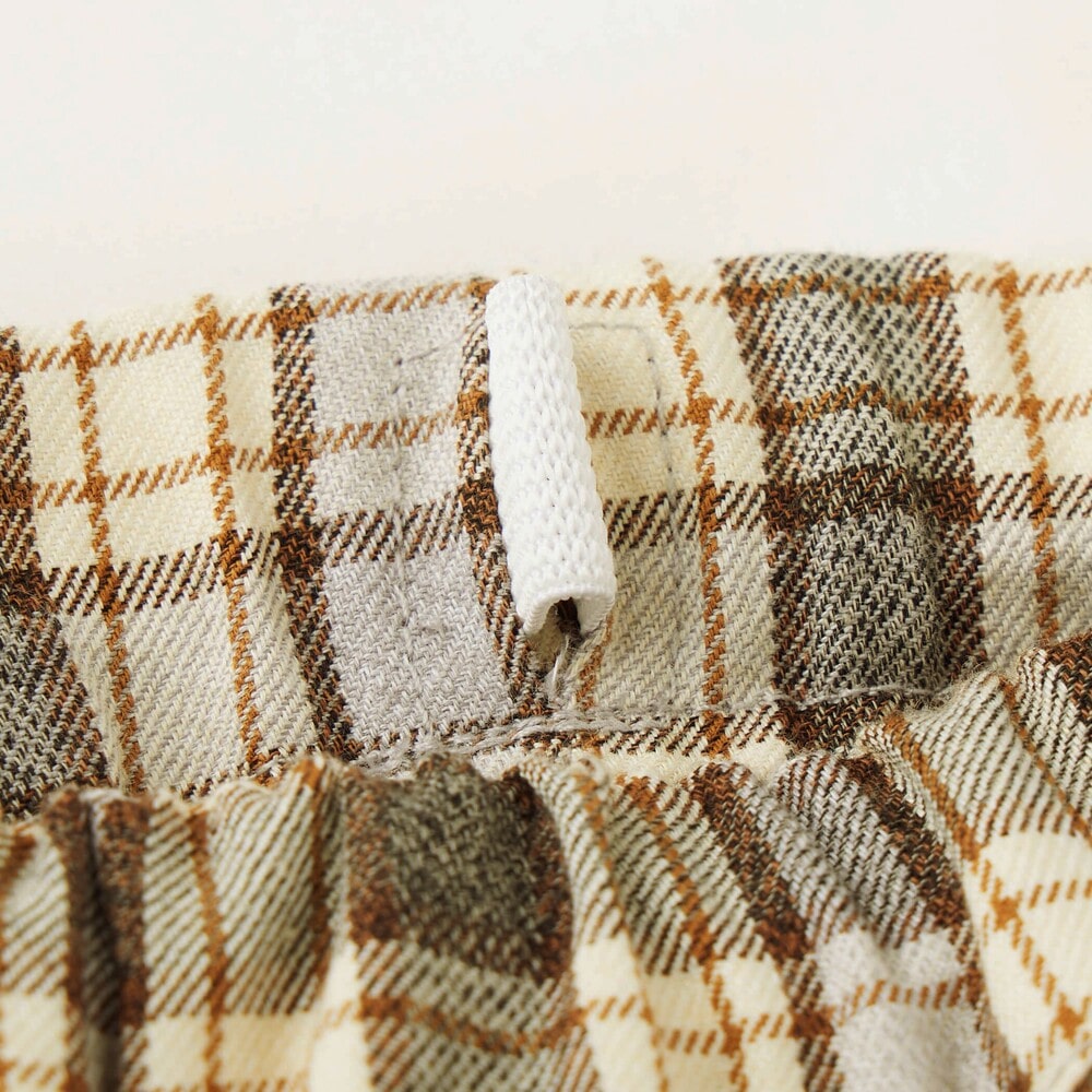 【お揃い】リボン付きチェック柄プリーツスカパン(90~140cm) ネイビー系 90cm