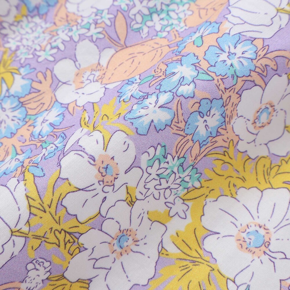 裾スカラップシャンブレー&花柄ショートパンツ(90~130cm) ピンク系 90cm