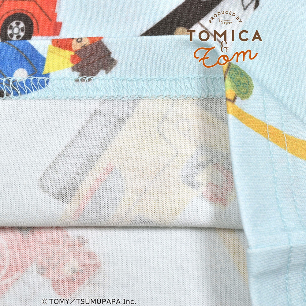 【トミカとトム×SLAPSLIPコラボアイテム】はたらくくるま総柄Tシャツ(80~120cm) オフホワイト系 80cm