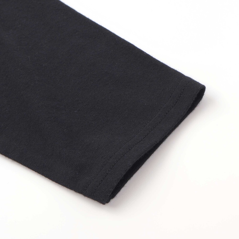 天竺シャンブレーチェック切り替え7分袖Tシャツ(80~130cm) ブラック 80cm