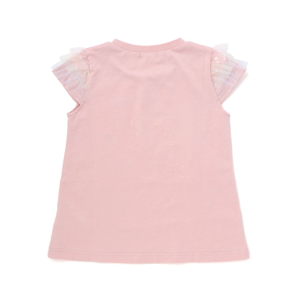 【スラプリ】チュールスリーブ天竺半袖Tシャツ(80~130cm) ブルー 80cm