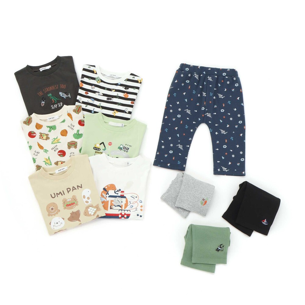 【スララク/吸汗速乾/接触冷感/オーガニックコットン】わくわく男の子半袖Tシャツ(80~130cm) ホワイト×恐竜の水兵さん 80cm