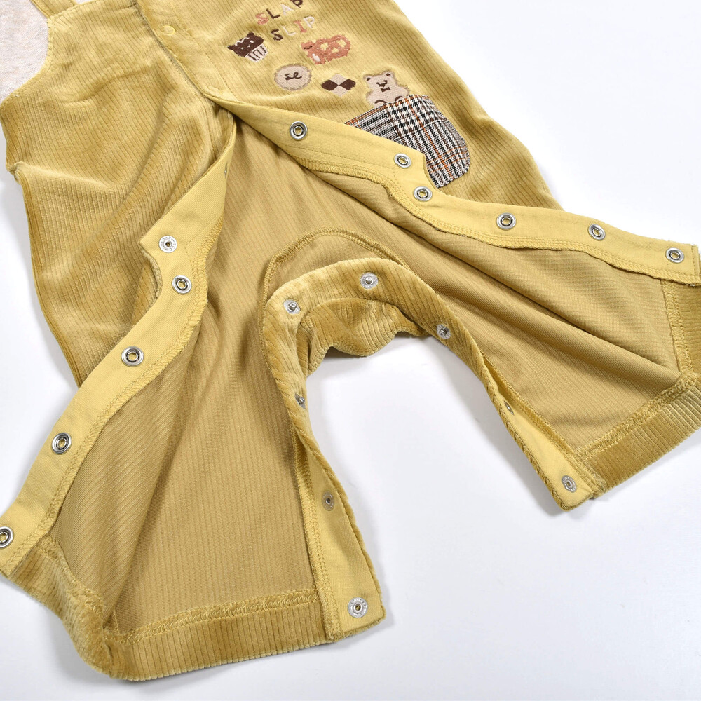 クッキー くま 刺繍 サロペット ドッキング ロンパース ベビー (60~80cm) ブルー 60cm