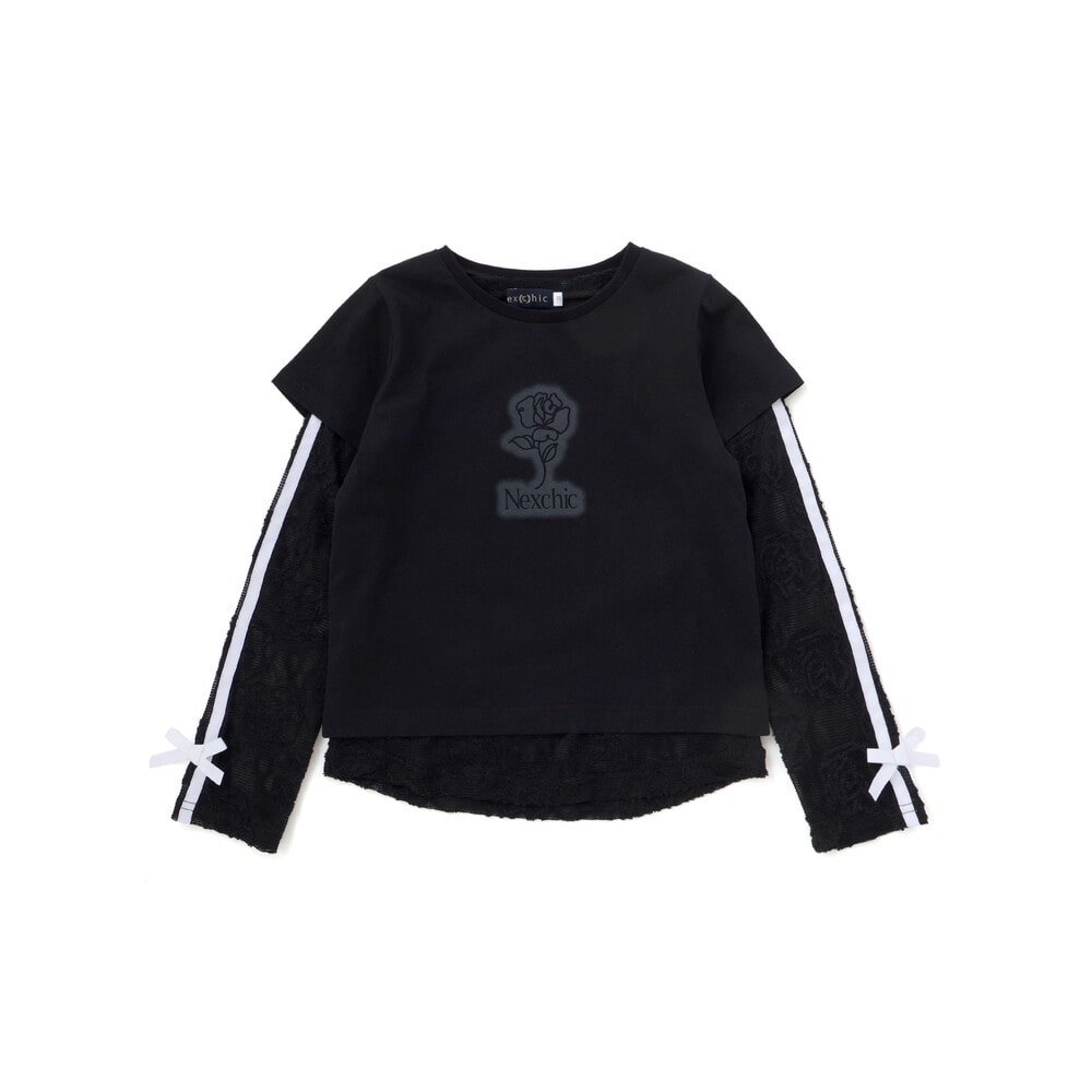 ニットレース長袖Tシャツ+半袖Tシャツセット(110~150cm) ブルー 110cm