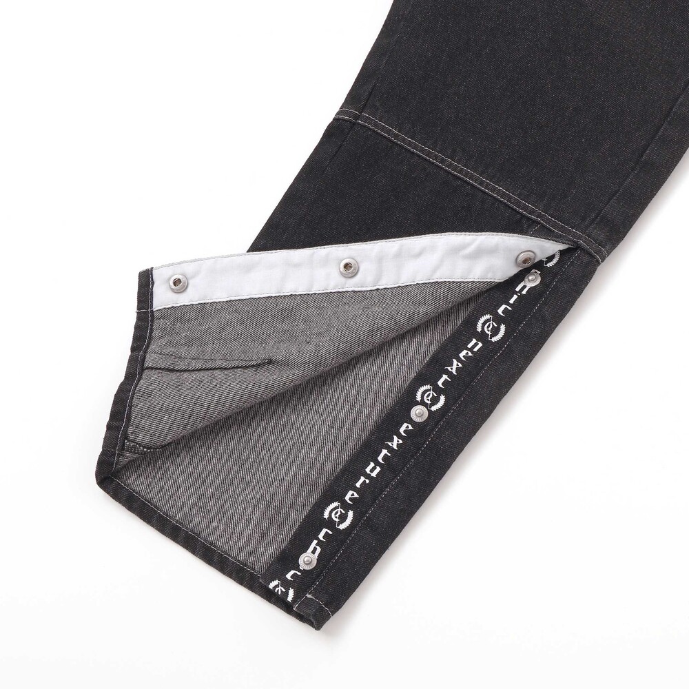 ボタンスリット開きワイドデニムパンツ(110~150cm) ネイビー 110cm