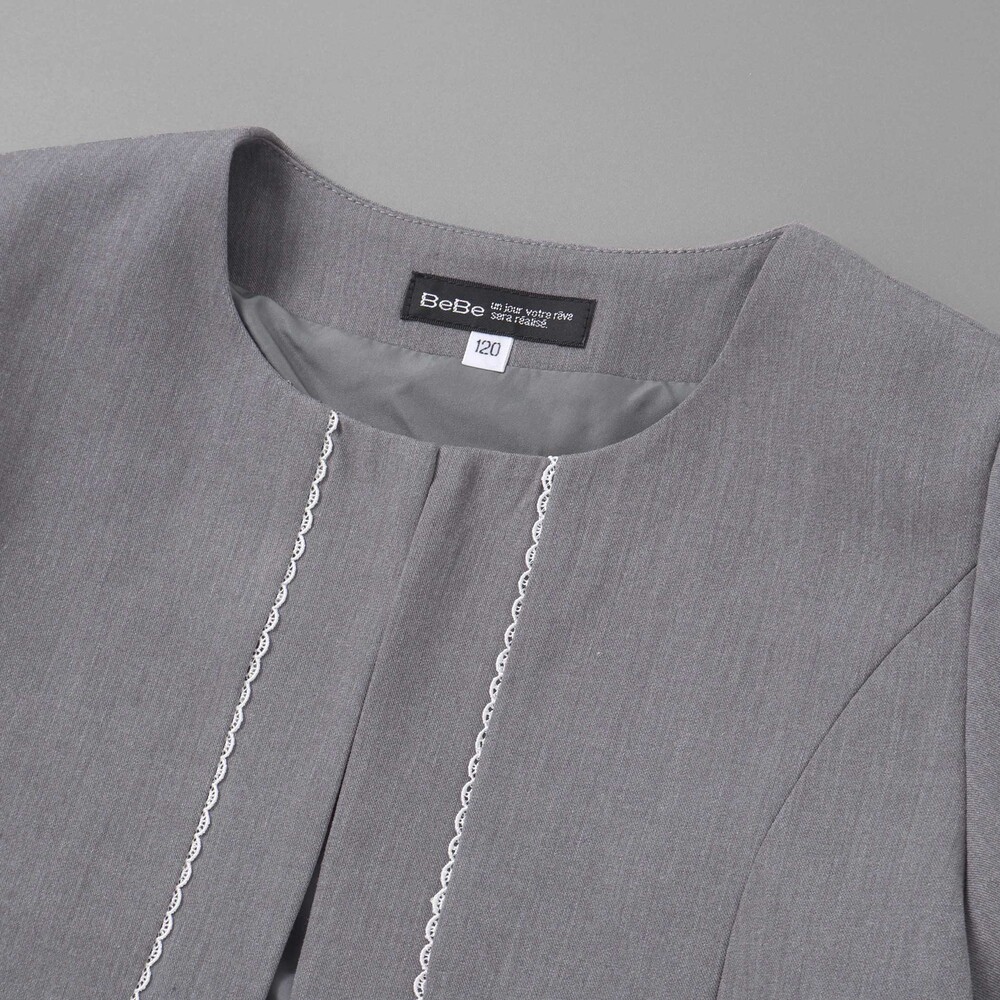 ボレロ+リボンタイ付きチェックワンピースセット(110~130cm) ネイビー系 110cm