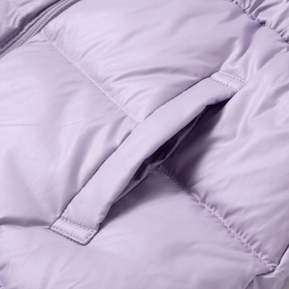 【撥水加工】シャイニータフタウエスト切り替えシャギーファーフードダウンコート(90~150cm) ピンク 90cm