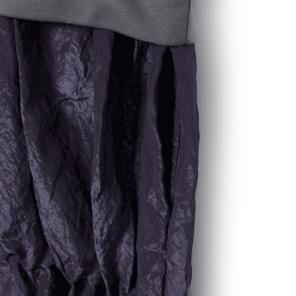 (ペチコート付)ポンチ+メタリックボイルスカートドッキング半袖ワンピース親子お揃い大人(140~160cm) ブラック S(140~150cm)