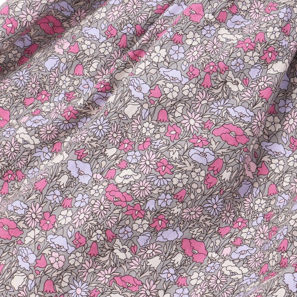 【日本製】【お揃い】リバティプリント(PETAL & DAISY)配色パイピング キュロットパンツ(100~140cm) ピンク系 100cm