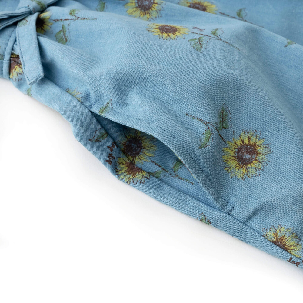 【 お揃い 】 ひまわり 総柄 デニム 布帛 ワンピース (80~130cm) ブルー系 90cm