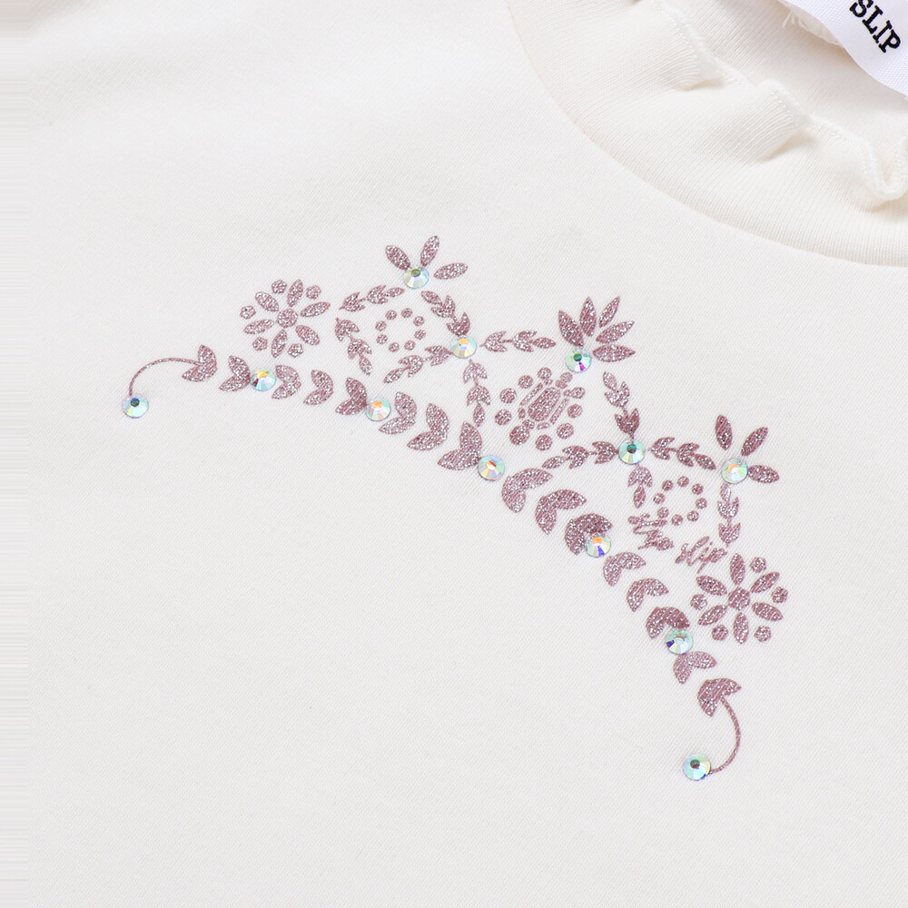 キラキラモチーフ長袖Tシャツ+ファーキャミワンピセット(90~130cm) 薄ブルー×オフホワイト 90cm