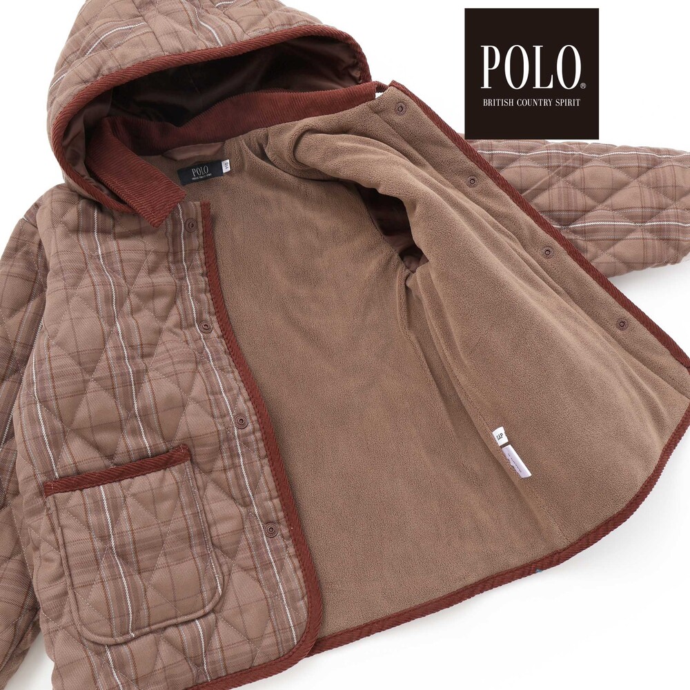 【POLO BCS(ポロ・ビーシーエス)×SLAP SLIP】フード付きキルトアウター(80~130cm) ネイビー系 80cm