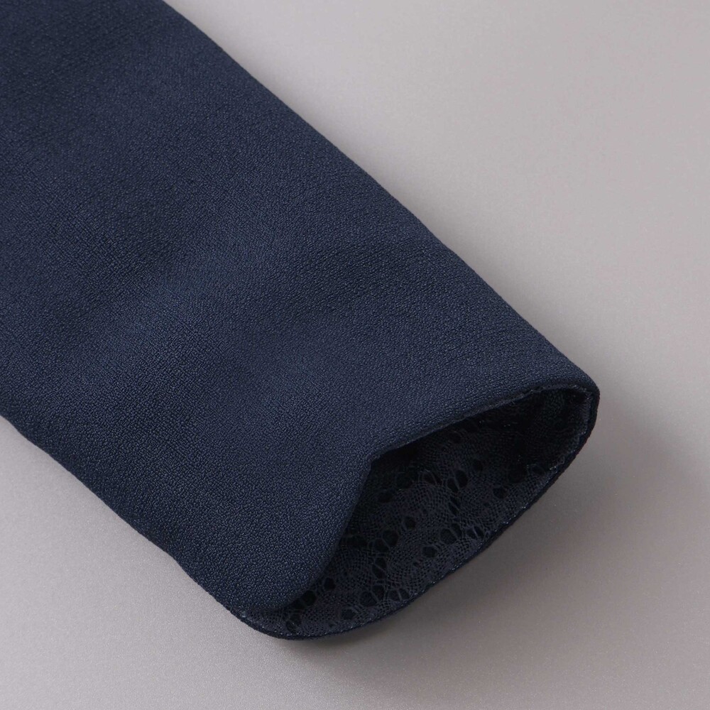 袖折り返しレース刺しゅう裾スカラップボレロ(110~130cm) ネイビー 110cm