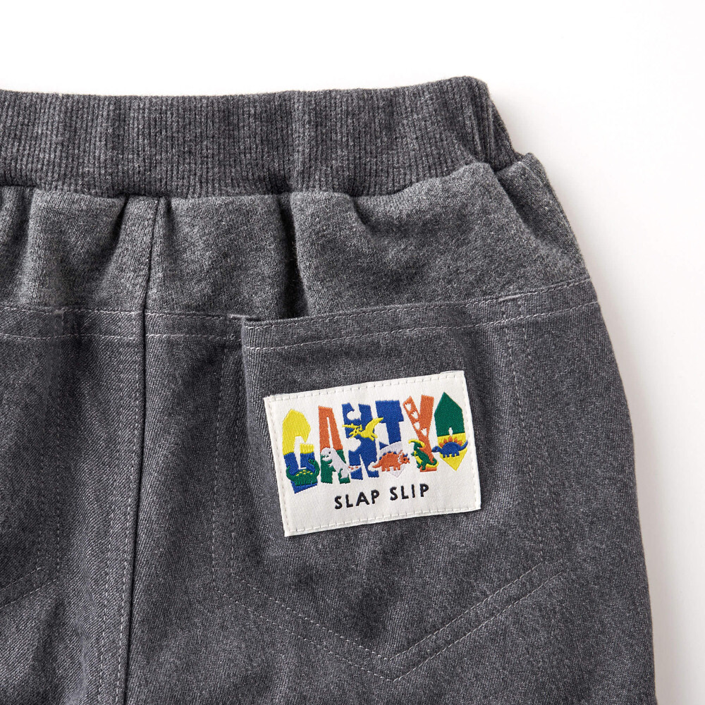 GANJYO】デニム切り替え裾リブスウェットパンツ(80~130cm)(80cm グレー