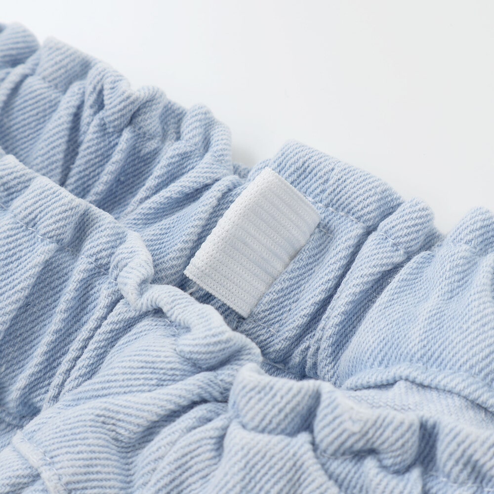 キラキラプリント裾スカラップリボン付きショートパンツ(90~130cm) ブルー 90cm