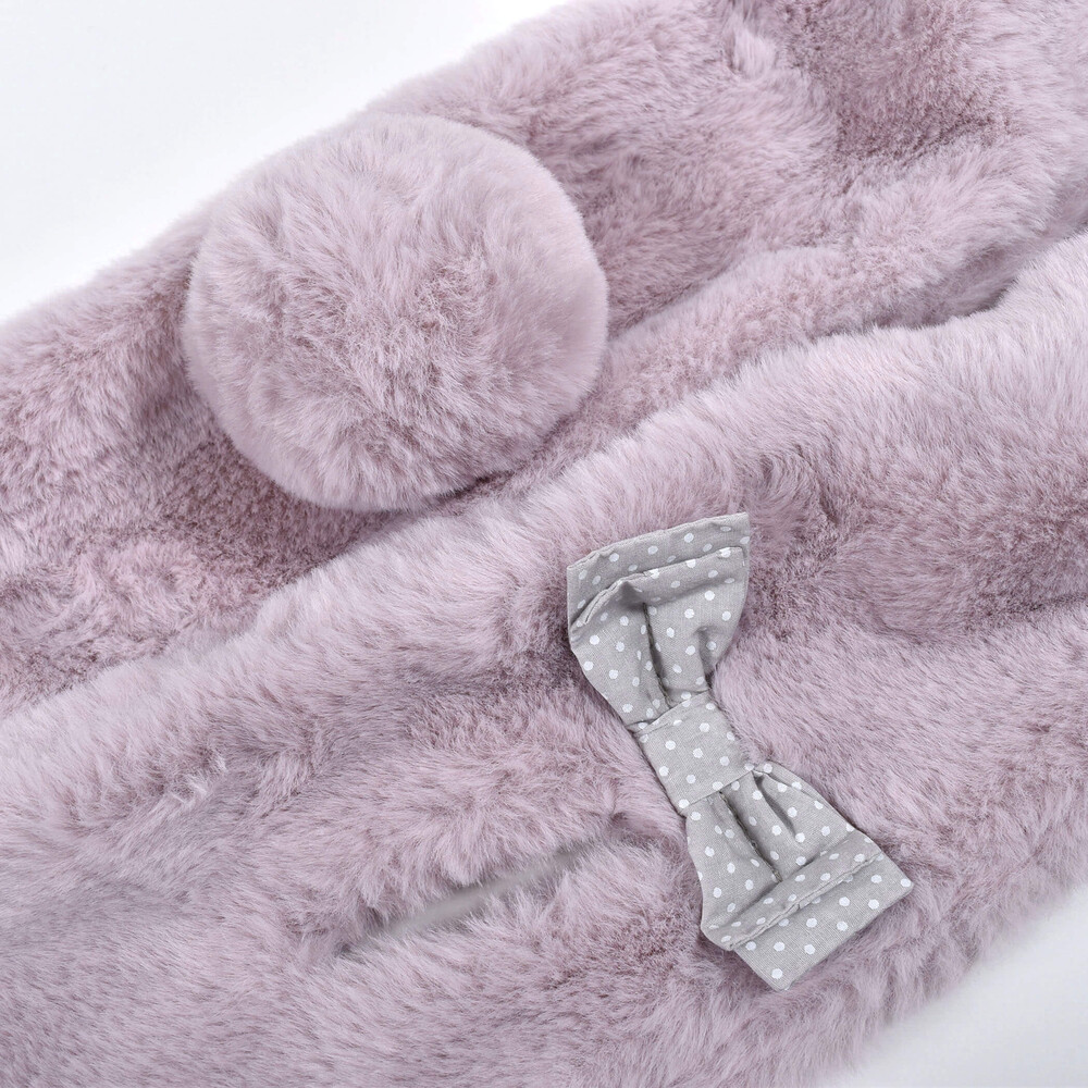 うさぎ くま ネコ アニマル ファー リボン マフラー(ﾜﾝｻｲｽﾞ ピンク