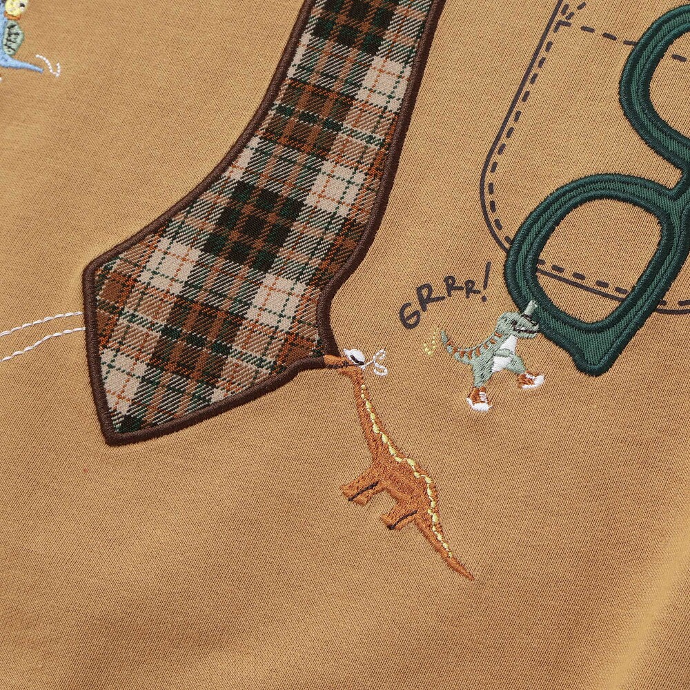 ネクタイメガネパッチ袖切り替え長袖Tシャツ(80~130cm) ネイビー 80cm