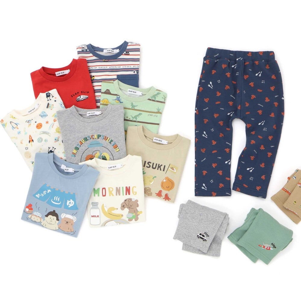 【スララク/防汚加工/オーガニックコットン】わくわくデザイン男の子長袖Tシャツ(80~130cm) ネイビー×ワニ恐竜消防車 80cm