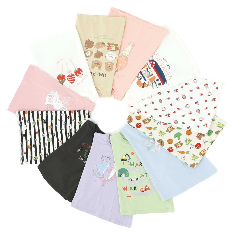 【スララク/吸汗速乾/接触冷感/オーガニックコットン】わくわく男の子半袖Tシャツ(80~130cm) ホワイト×恐竜の水兵さん 80cm