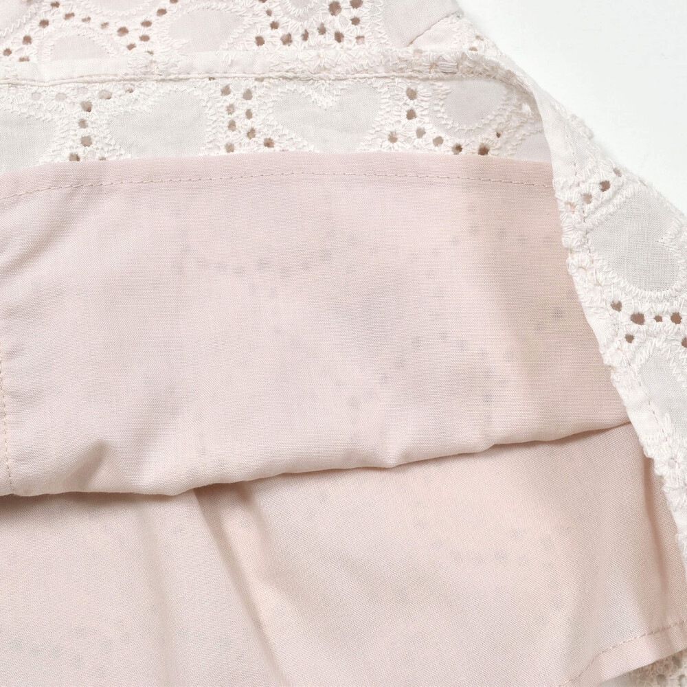 【お揃い】肩フリルハートレース生地ワンピース+ブルマセットアップベビー(70~80cm) ピンク ワンサイズ(70-80cm)