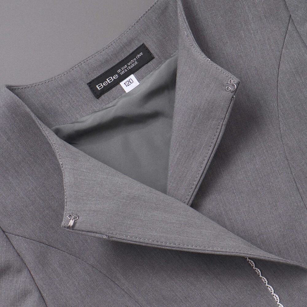 ボレロ+リボンタイ付きチェックワンピースセット(110~130cm) ネイビー系 110cm