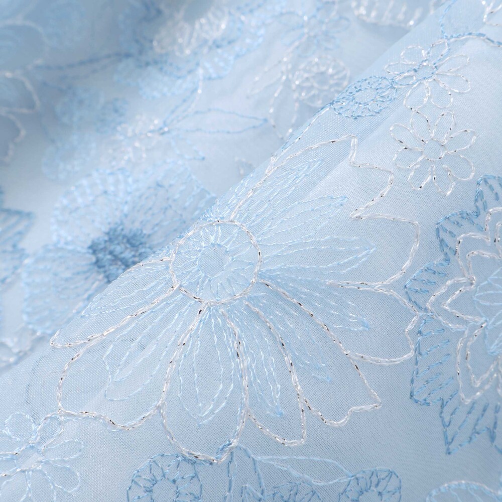 【日本製】オーガンジーフラワー刺しゅうドレス(110~130cm) ベージュ系 110cm